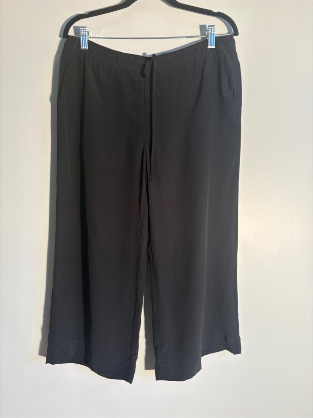 Joie Black Elastic-Waist Wide-Leg Pants